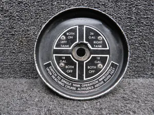 0511198 Cessna 172D Fuel Selector Cup with Plate, Placard, Bracket (Peeling)